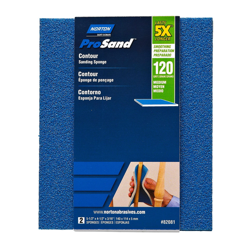 ProSand 5X Contour Sanding Sponge - 4-1/2" x 5-1/2" - 2 Pack - Grit:120 Grit